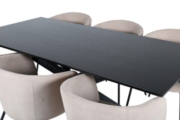Piazza Spisegruppe 180 cm Rektangulær med 6 Berit Stoler - Beige - Møbler - Bord - Spisegruppe