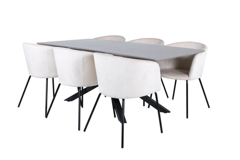 Piazza Spisegruppe 180 cm Rektangulær med 6 Berit Stoler, Beige