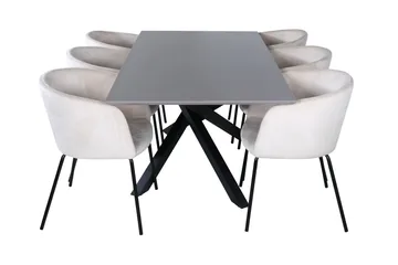 Piazza Spisegruppe 180 cm Rektangulær med 6 Berit Stoler - Beige - Møbler - Bord - Spisegruppe