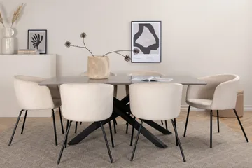 Piazza Spisegruppe 180 cm Rektangulær med 6 Berit Stoler - Beige - Møbler - Bord - Spisegruppe