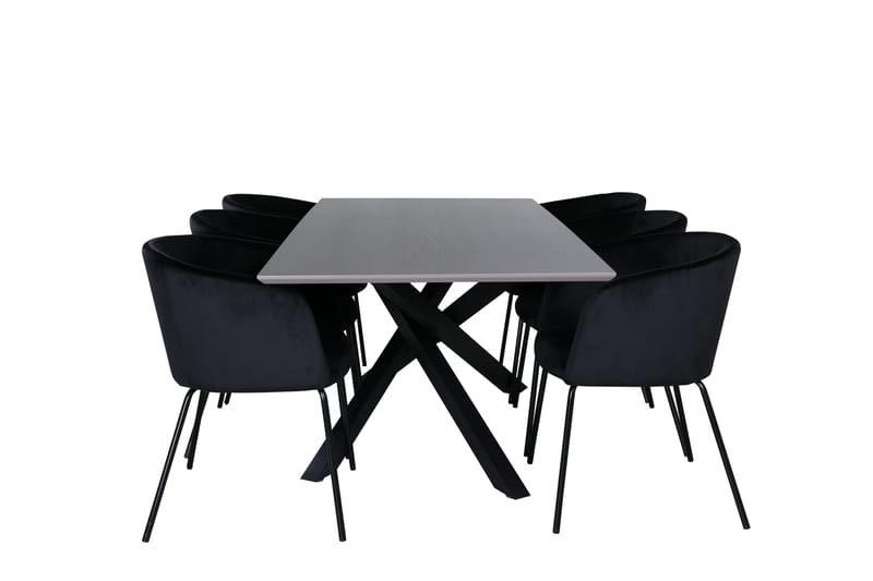 Piazza Spisegruppe 180 cm Rektangulær med 6 Berit Stoler, Sort