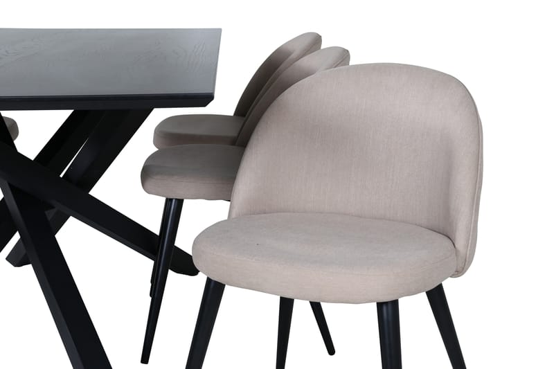 Piazza Spisegruppe 180 cm Rektangulær med 6 Velvet Stoler - Beige - Møbler - Bord - Spisegruppe