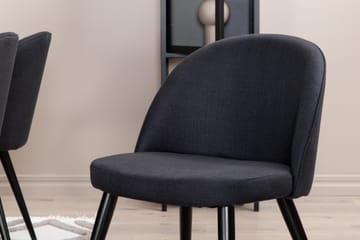 Piazza Spisegruppe 180 cm Rektangulær med 6 Velvet Stoler - Sort - Møbler - Bord - Spisegruppe