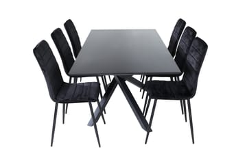 Piazza Spisegruppe 180 cm Rektangulær med 6 Windu Stoler - Sort - Møbler - Bord - Spisegruppe