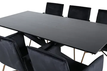 Piazza Spisegruppe 180 cm Rektangulær med 6 Petra Stoler - Sort - Møbler - Bord - Spisegruppe