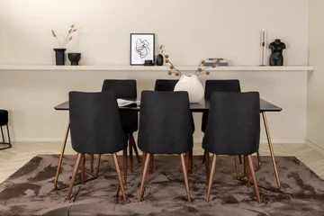 Pipi Spisegruppe 190 cm inkl. 6 Campomar Stoler - Svart/Kobber/Brun - Møbler - Bord - Spisegruppe