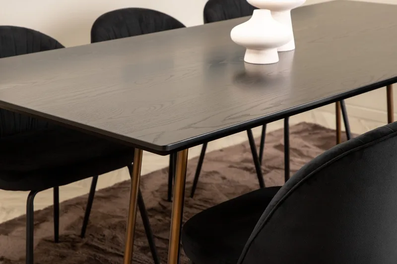 Pipi Spisegruppe 190 cm inkl. 6 Foyos Stoler - Svart/Kobber - Møbler - Bord - Spisegruppe