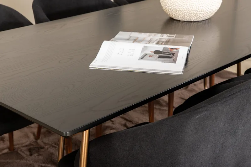 Pipi Spisegruppe 190 cm inkl. 6 Kullersbro Stoler - Svart/Kobber/Brun - Møbler - Bord - Spisegruppe