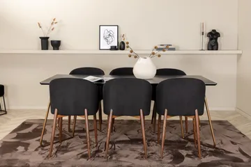 Pipi Spisegruppe 190 cm inkl. 6 Kullersbro Stoler - Svart/Kobber/Brun - Møbler - Bord - Spisegruppe