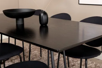Pipi spisegruppe 190 cm inkl. 6 Moncoll stoler - Svart - Møbler - Bord - Spisegruppe