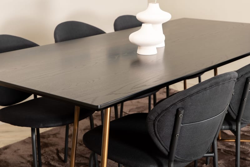 Pipi Spisegruppe 190 cm inkl. 6 Moncoll Stoler - Svart/Kobber - Møbler - Bord - Spisegruppe