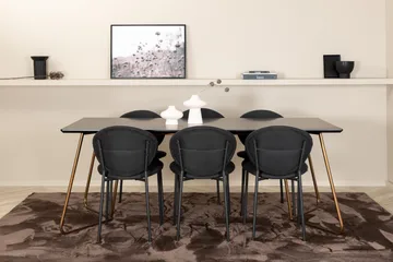 Pipi Spisegruppe 190 cm inkl. 6 Moncoll Stoler - Svart/Kobber - Møbler - Bord - Spisegruppe