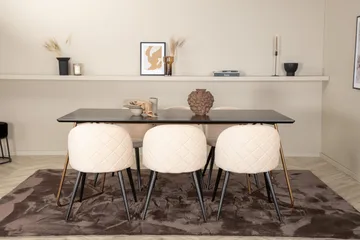Pipi Spisegruppe 190 cm inkl. 6 Velvets Stoler - Svart/Kobber - Møbler - Bord - Spisegruppe