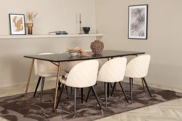 Pipi Spisegruppe 190 cm inkl. 6 Velvets Stoler - Svart/Kobber - Møbler - Bord - Spisegruppe