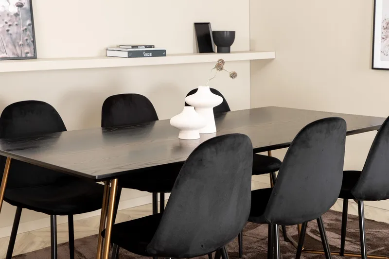 Pipi Spisegruppe 190 cm inkl. 6 Pontus Stoler - Svart/Kobber - Møbler - Bord - Spisegruppe