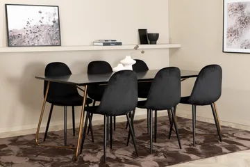 Pipi Spisegruppe 190 cm inkl. 6 Pontus Stoler - Svart/Kobber - Møbler - Bord - Spisegruppe