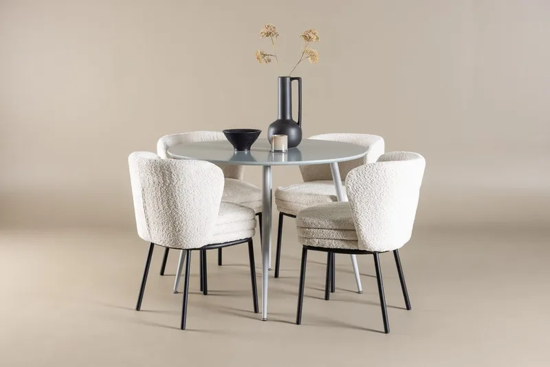 Plaza Spisebord 100 cm med 4 Agnes Spisestoler
