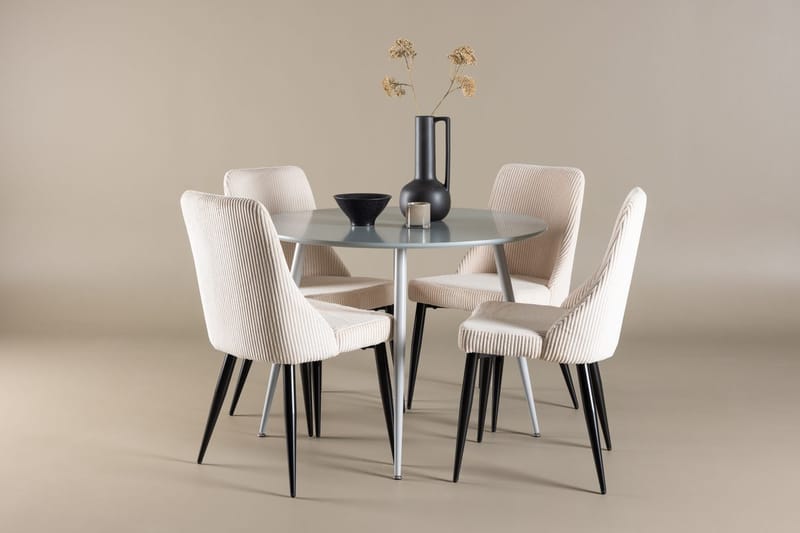 Plaza spisebord 100 cm med 4 Leone spisestoler