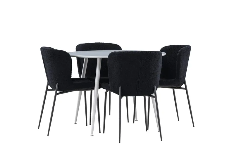 Plaza Spisebord 100 cm med 4 Modesto Spisestoler - Møbler - Bord - Spisegruppe