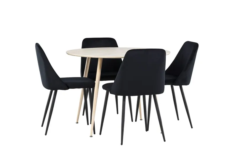 Plaza spisebord 100 cm med 4 Night spisestoler