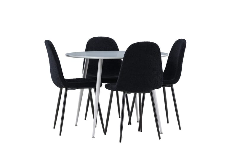 Plaza Spisebord 100 cm med 4 Polar Spisestoler