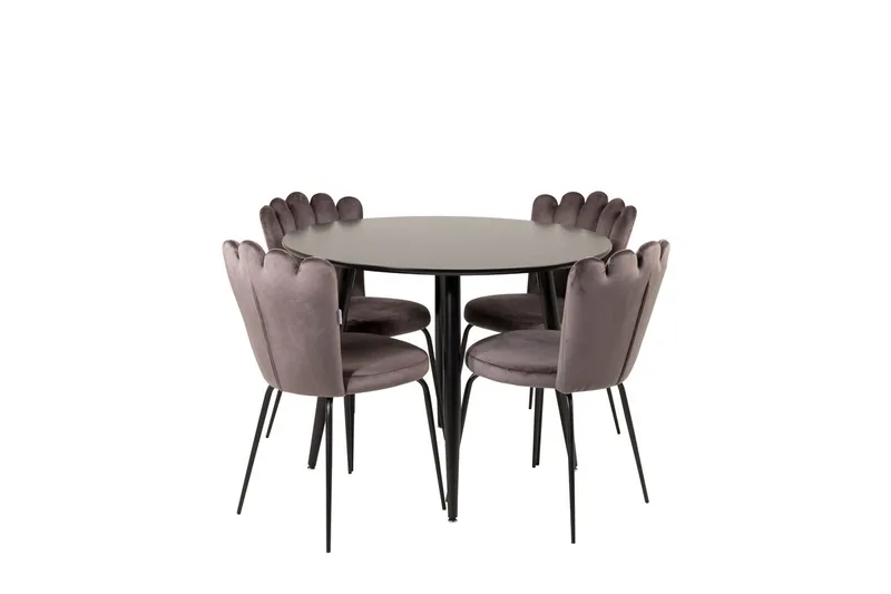 Plaza spisebord 100x100 cm med 4 Limhamn armstoler i fløyel - Møbler - Bord - Spisegruppe