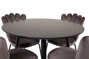 Plaza spisebord 100x100 cm med 4 Limhamn armstoler i fløyel - Møbler - Bord - Spisegruppe