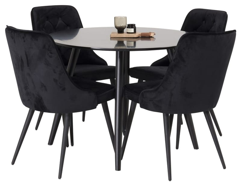 Plaza spisebord 100x100 cm med 4 Velvet Deluxe fløyelsstoler - Møbler - Bord - Spisegruppe