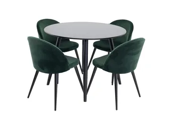 Plaza spisebord 100x100 cm med 4 Velvet fløyelsstoler - Møbler - Bord - Spisegruppe