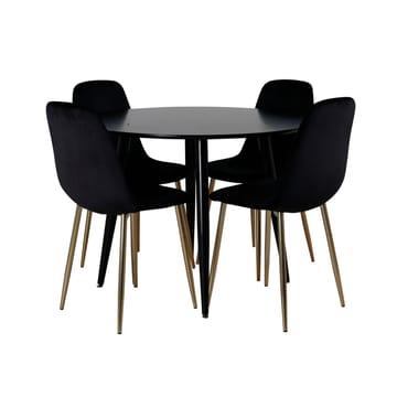 Plaza Spisebord 100x100 cm med 4 Polar Kjøkkenstoler i Fløyel - Møbler - Bord - Spisegruppe