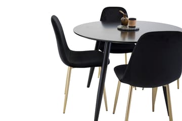Plaza Spisebord 100x100 cm med 4 Polar Kjøkkenstoler i Fløyel - Møbler - Bord - Spisegruppe