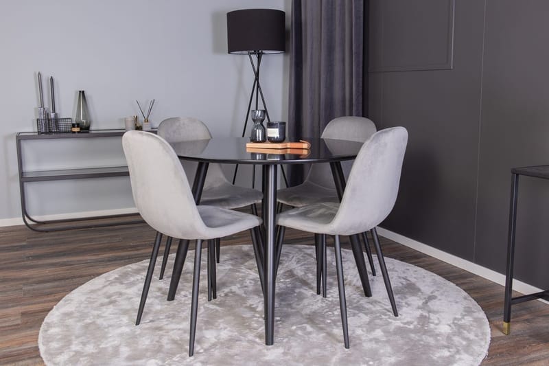 Plaza spisebord 100x100 cm med 4 Polar kjøkkenstoler