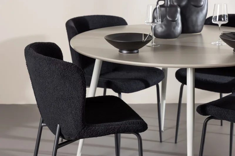 Plaza spisebord 120 cm med 4 Modesto spisestoler