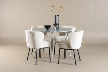 Plaza Spisegruppe 100 cm Rund med 4 Agnes stoler - Grå/Hvid - Møbler - Bord - Spisegruppe