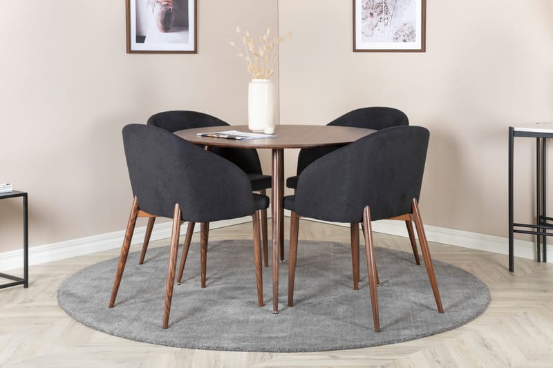 Plaza Spisegruppe 100 cm Rund med 4 Arch Stoler - Sort - Møbler - Bord - Spisegruppe