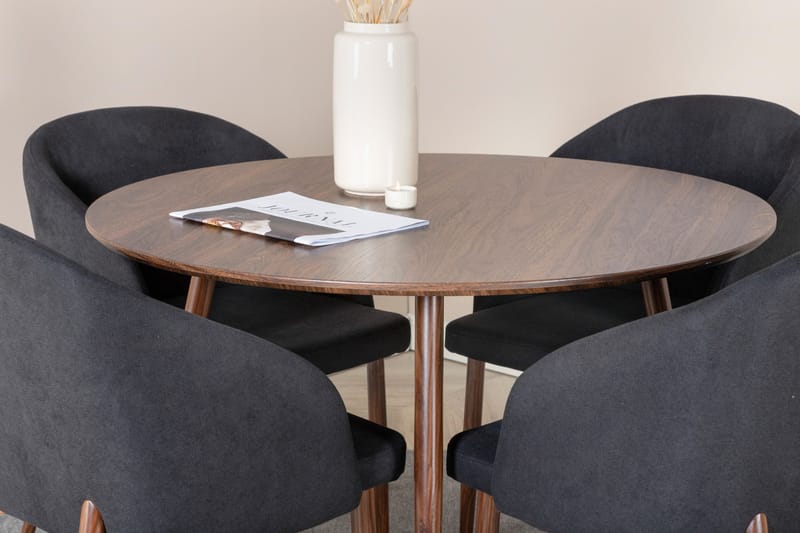 Plaza Spisegruppe 100 cm Rund med 4 Arch Stoler - Sort - Møbler - Bord - Spisegruppe