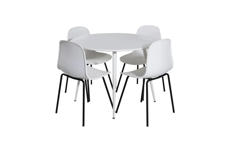 Plaza Spisegruppe 100 cm Rund med 4 Arctic-stoler, Sort