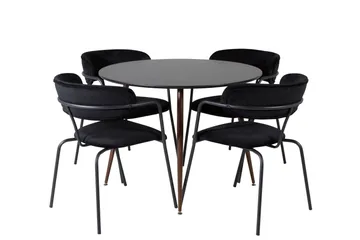 Plaza Spisegruppe 100 cm Rund med 4 Arrow-stoler - Sort - Møbler - Bord - Spisegruppe