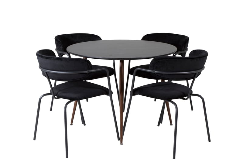 Plaza Spisegruppe 100 cm Rund med 4 Arrow-stoler - Sort - Møbler - Bord - Spisegruppe