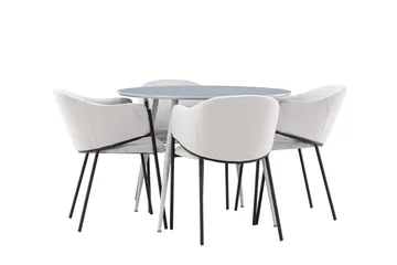 Plaza Spisegruppe 100 cm Rund med 4 Evelina stoler - Grå/Grå - Møbler - Bord - Spisegruppe