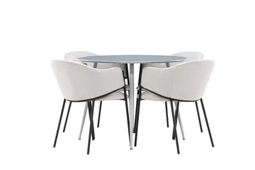 Plaza Spisegruppe 100 cm Rund med 4 Evelina stoler - Grå/Grå - Møbler - Bord - Spisegruppe