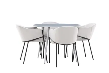 Plaza Spisegruppe 100 cm Rund med 4 Evelina stoler - Grå/Grå - Møbler - Bord - Spisegruppe