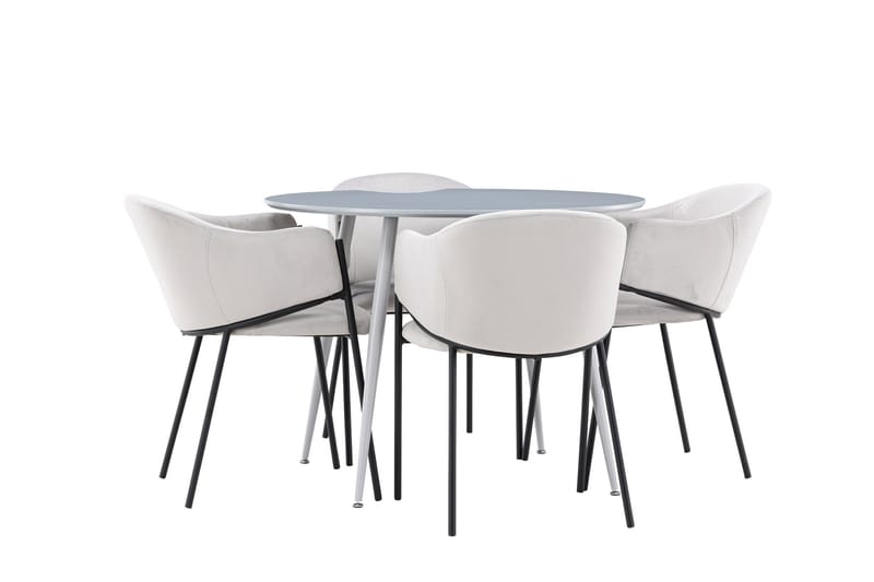 Plaza Spisegruppe 100 cm Rund med 4 Evelina stoler - Grå/Grå - Møbler - Bord - Spisegruppe