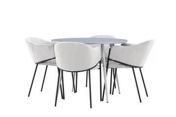 Plaza Spisegruppe 100 cm Rund med 4 Evelina stoler - Grå/Grå - Møbler - Bord - Spisegruppe