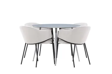 Plaza Spisegruppe 100 cm Rund med 4 Evelina stoler - Grå/Grå - Møbler - Bord - Spisegruppe