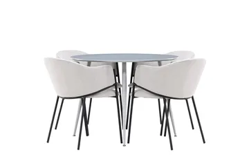 Plaza Spisegruppe 100 cm Rund med 4 Evelina stoler - Grå/Grå - Møbler - Bord - Spisegruppe