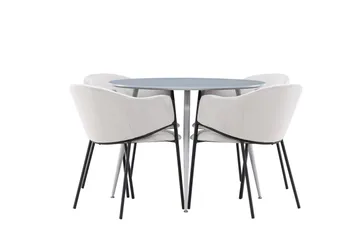 Plaza Spisegruppe 100 cm Rund med 4 Evelina stoler - Grå/Grå - Møbler - Bord - Spisegruppe