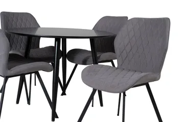 Plaza Spisegruppe 100 cm Rund med 4 Gemma-stoler - Sort - Møbler - Bord - Spisegruppe