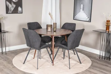 Plaza Spisegruppe 100 cm Rund med 4 Gemma-stoler - Sort - Møbler - Bord - Spisegruppe