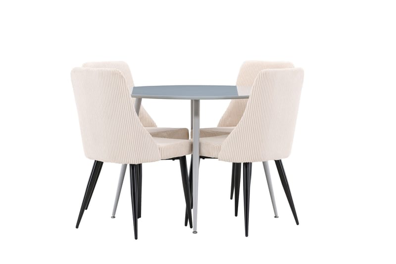 Plaza Spisegruppe 100 cm Rund med 4 Leone stoler, Grå/Beige